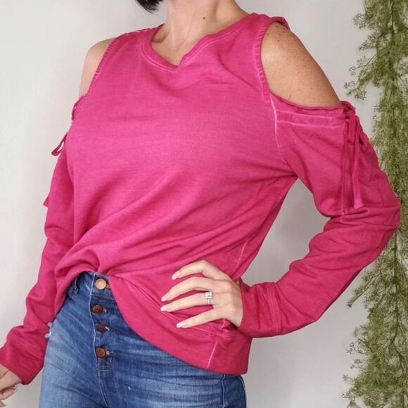 Sanctuary Parkside Cold Shoulder Camelia Sweatshirt Medium - Picture 5 of 12